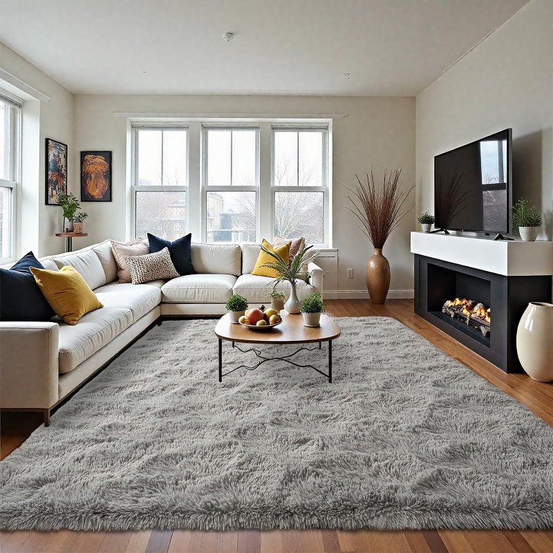 LOCHAS Ultra Soft Indoor Modern Area Rugs Fluffy Living Room Carpets for Children Bedroom Home Decor Nursery Rug 6x9 Feet, Gray - Image 2